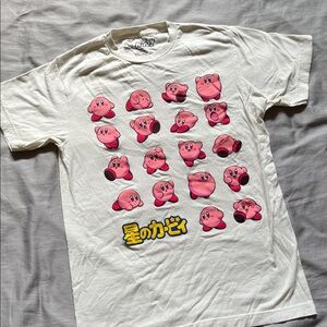 Nintendo White and Pink Kirby Short Sleeve Tee